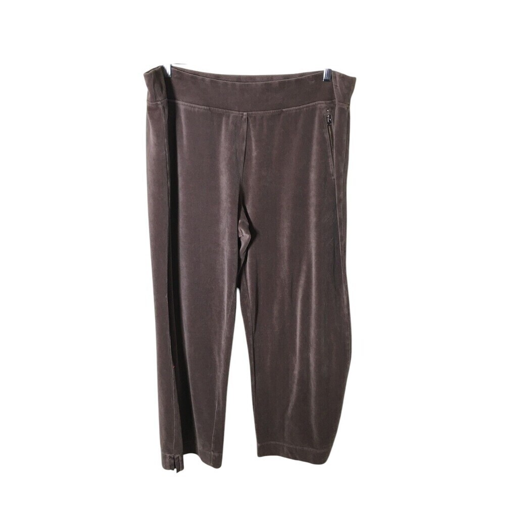 Soma Lounge Pants Women's Size XL Pink Cotton Blend Velvet Stretch Zip Pockets